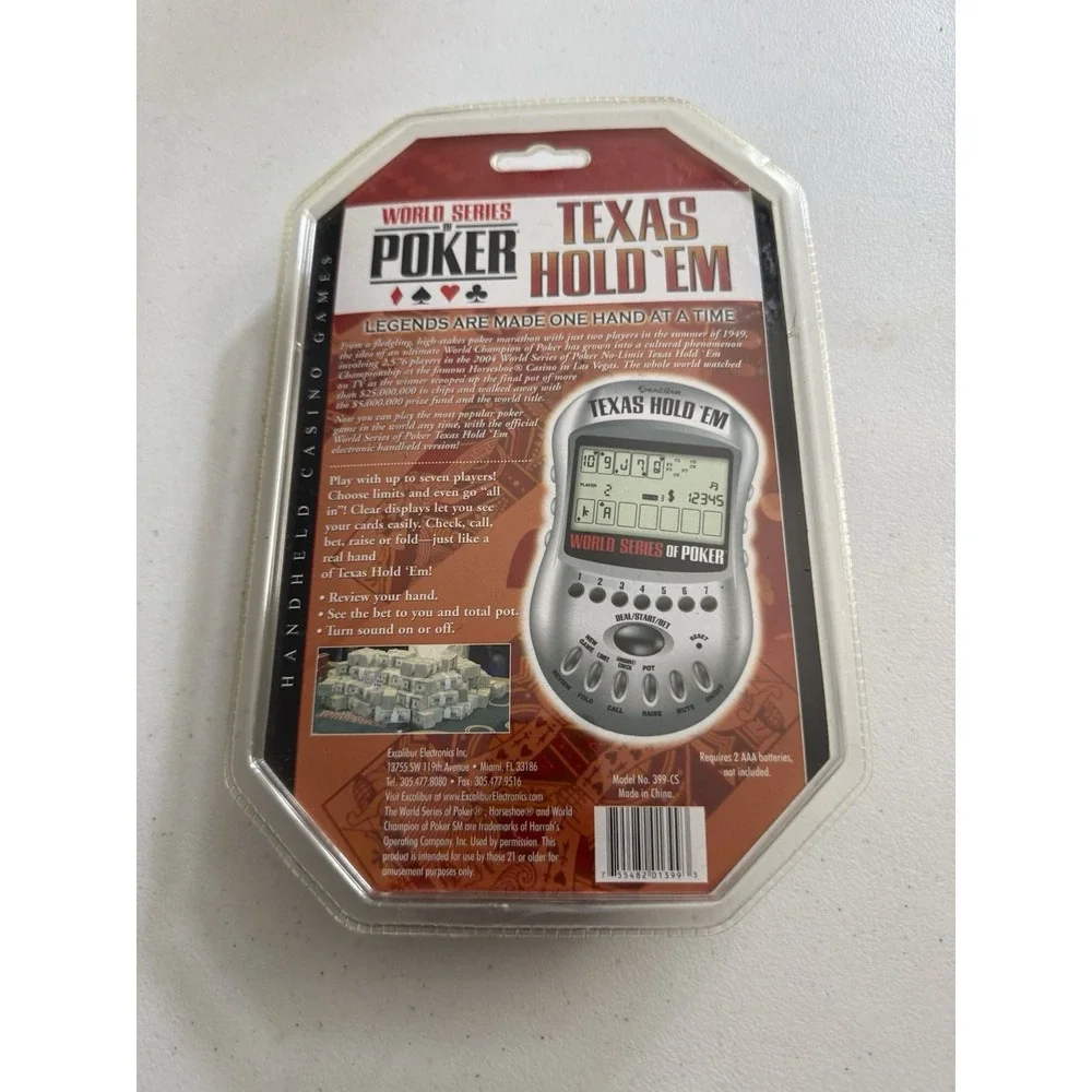 Handheld World Series Of‎ Poker Texas Hold 'em Electronic Casino Game 399-CS NEW
